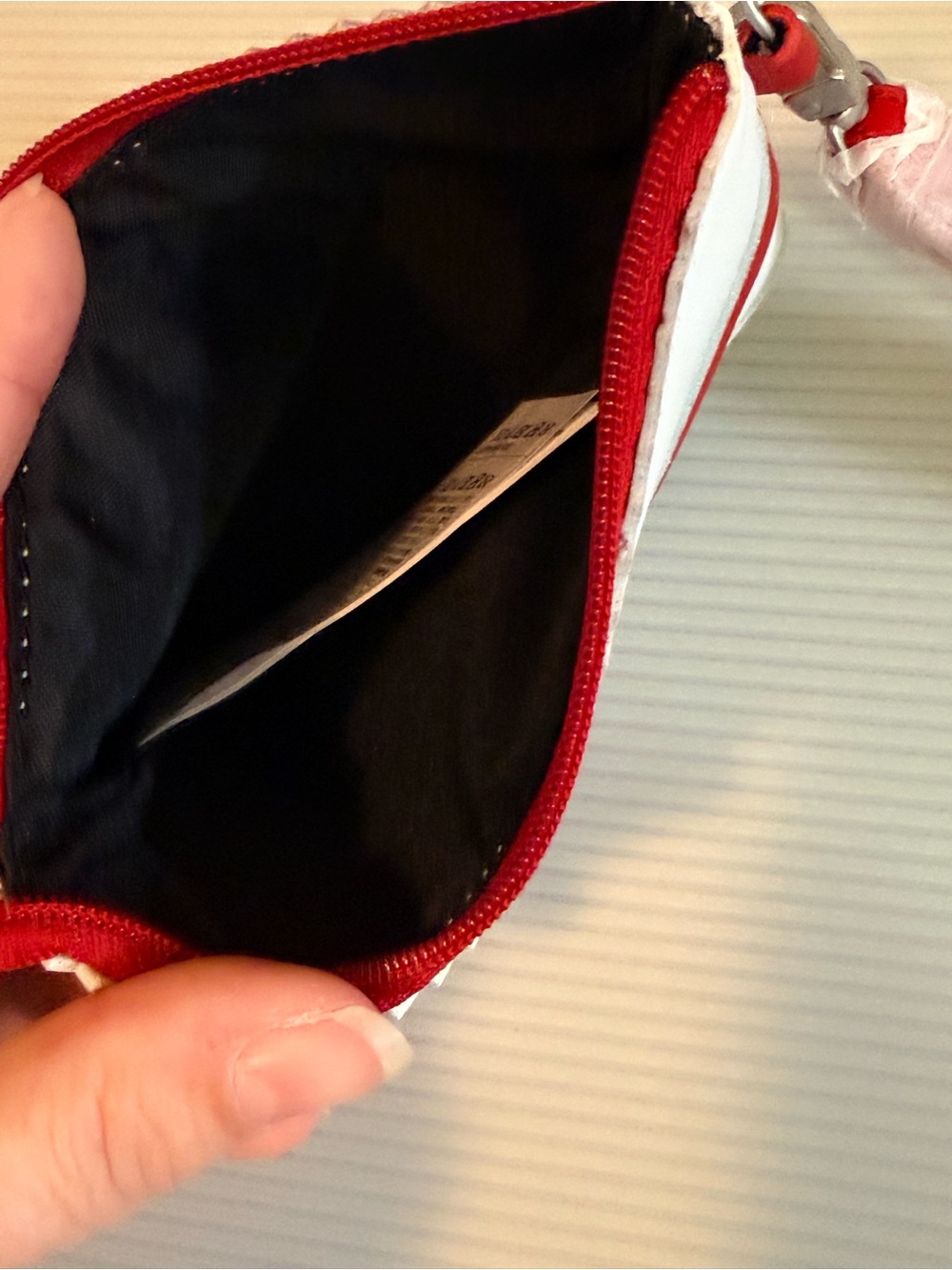 Nike White Wristlet Pouch with Red Swoosh and Blue Accent - Picture 3 of 3